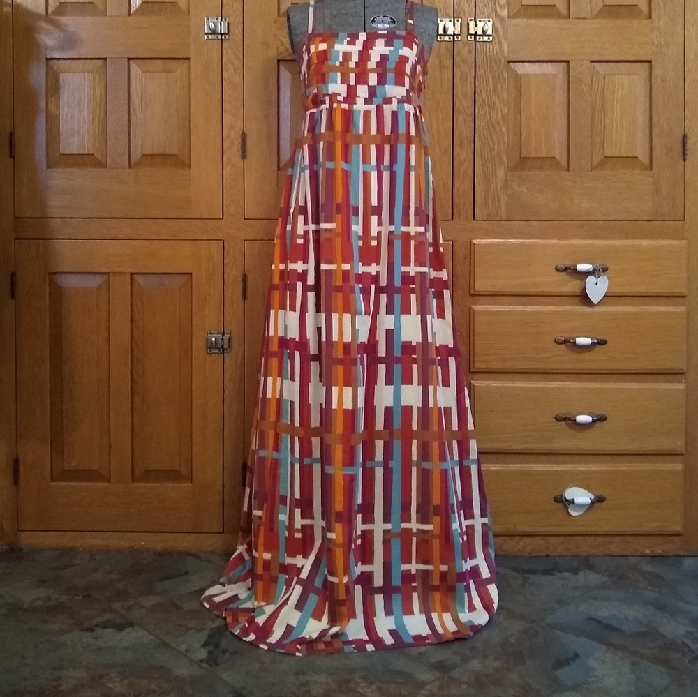 Fossil NWOT cotton plaid maxi dress